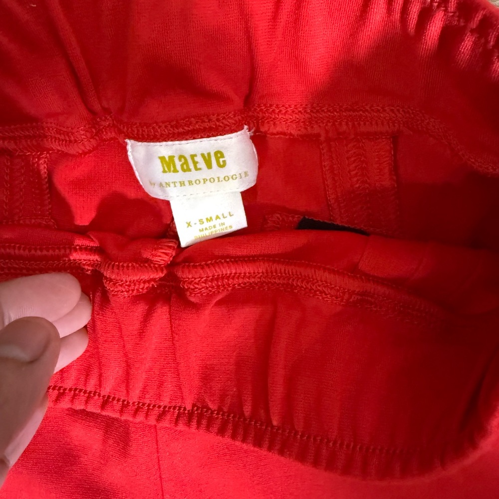 Maeve Anthropologie Red Pullon Split Hem Trouser Pant Size XS - Picture 6 of 6